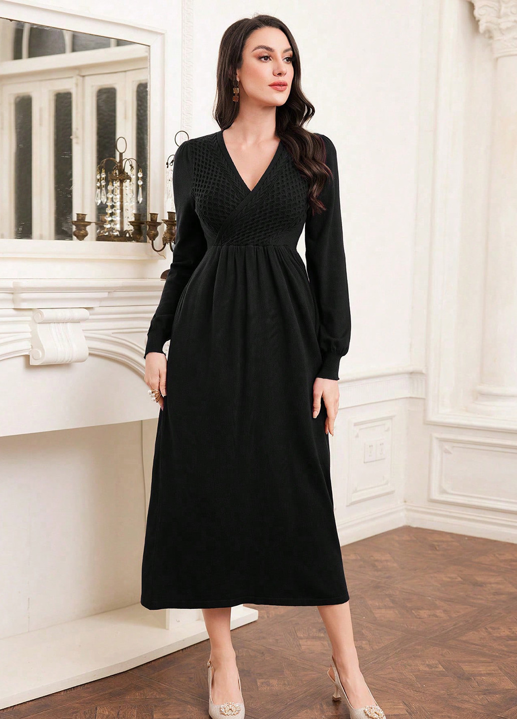 Черное кэжуал платье SHEIN однотонное