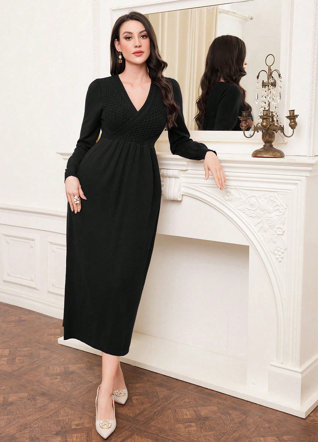 Черное кэжуал платье SHEIN однотонное