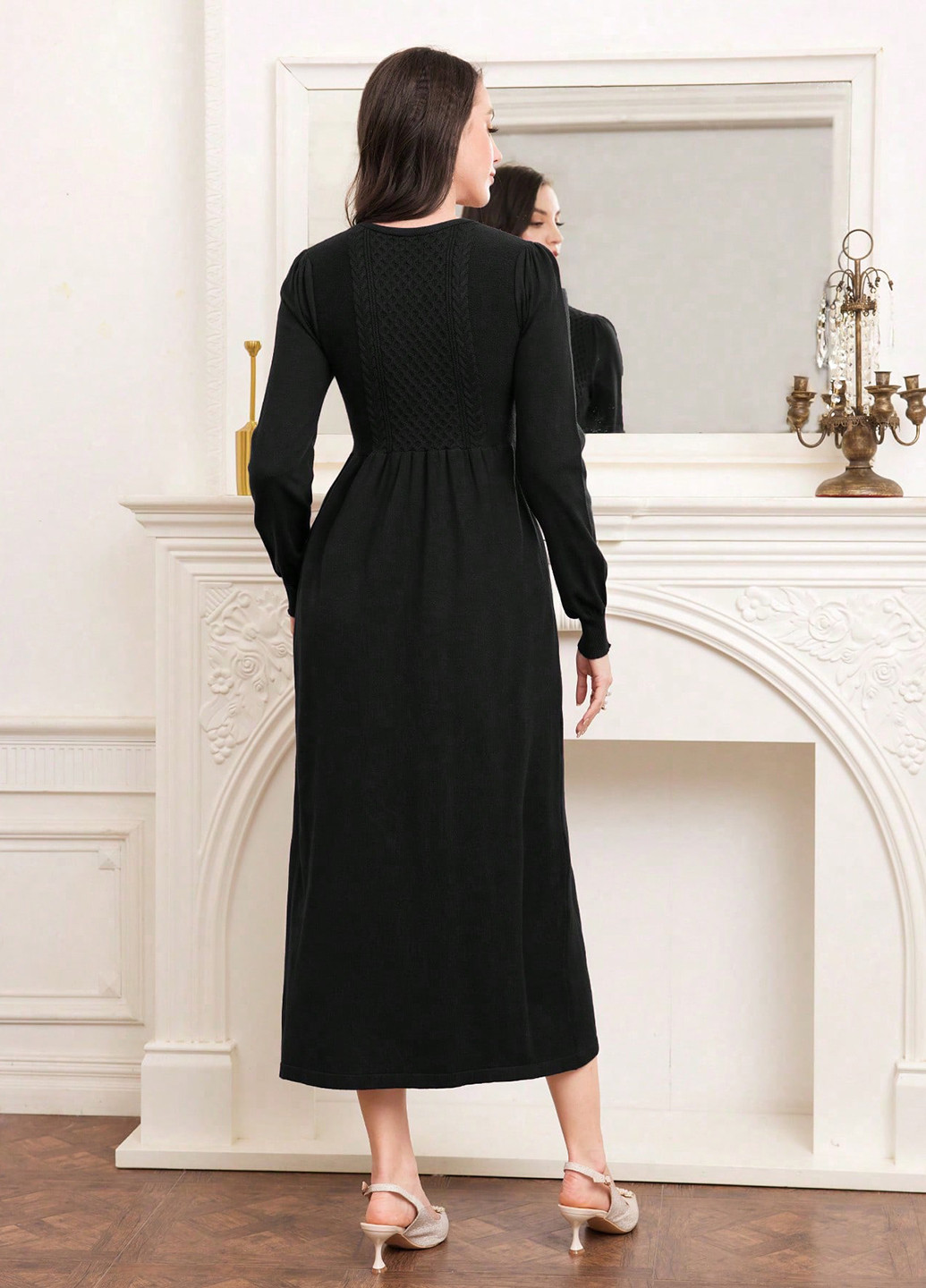 Черное кэжуал платье SHEIN однотонное