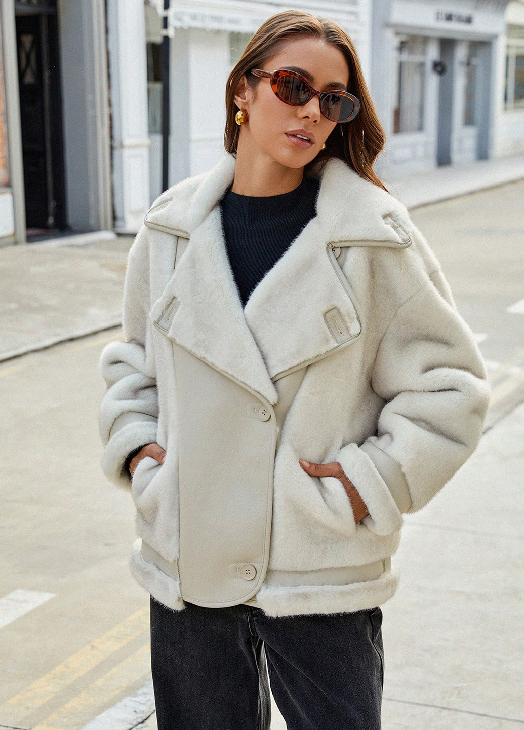 Светло-бежевая зимняя куртка SHEIN