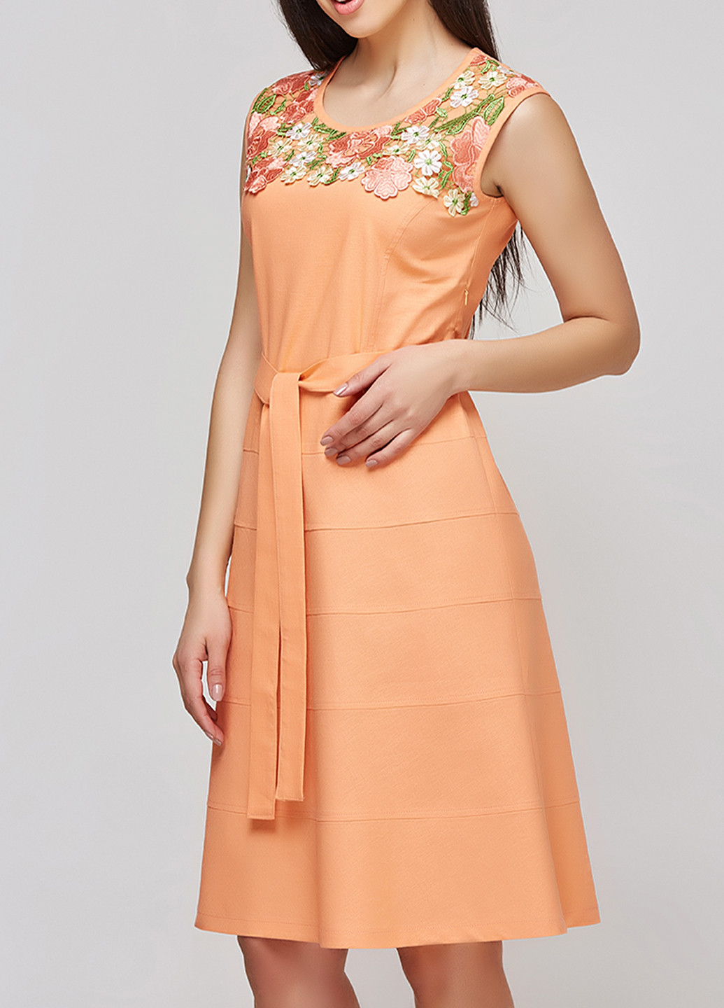 Персикова кежуал платье DANNA з квітковим принтом