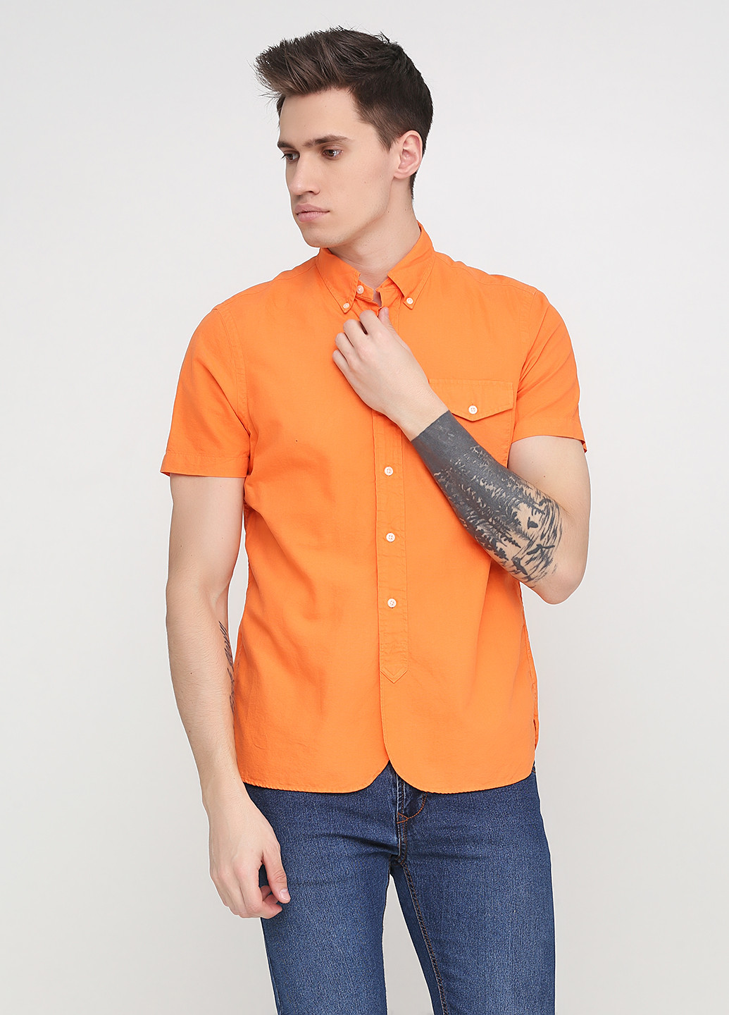 Оранжевая кэжуал рубашка однотонная Ralph Lauren с коротким рукавом