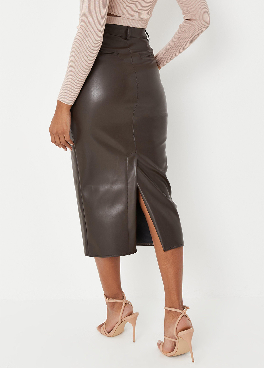 Темно-коричневая кэжуал однотонная юбка Missguided