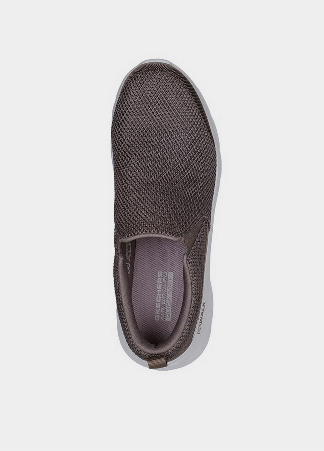 Коричневые слипоныи Skechers с логотипом, с белой подошвой