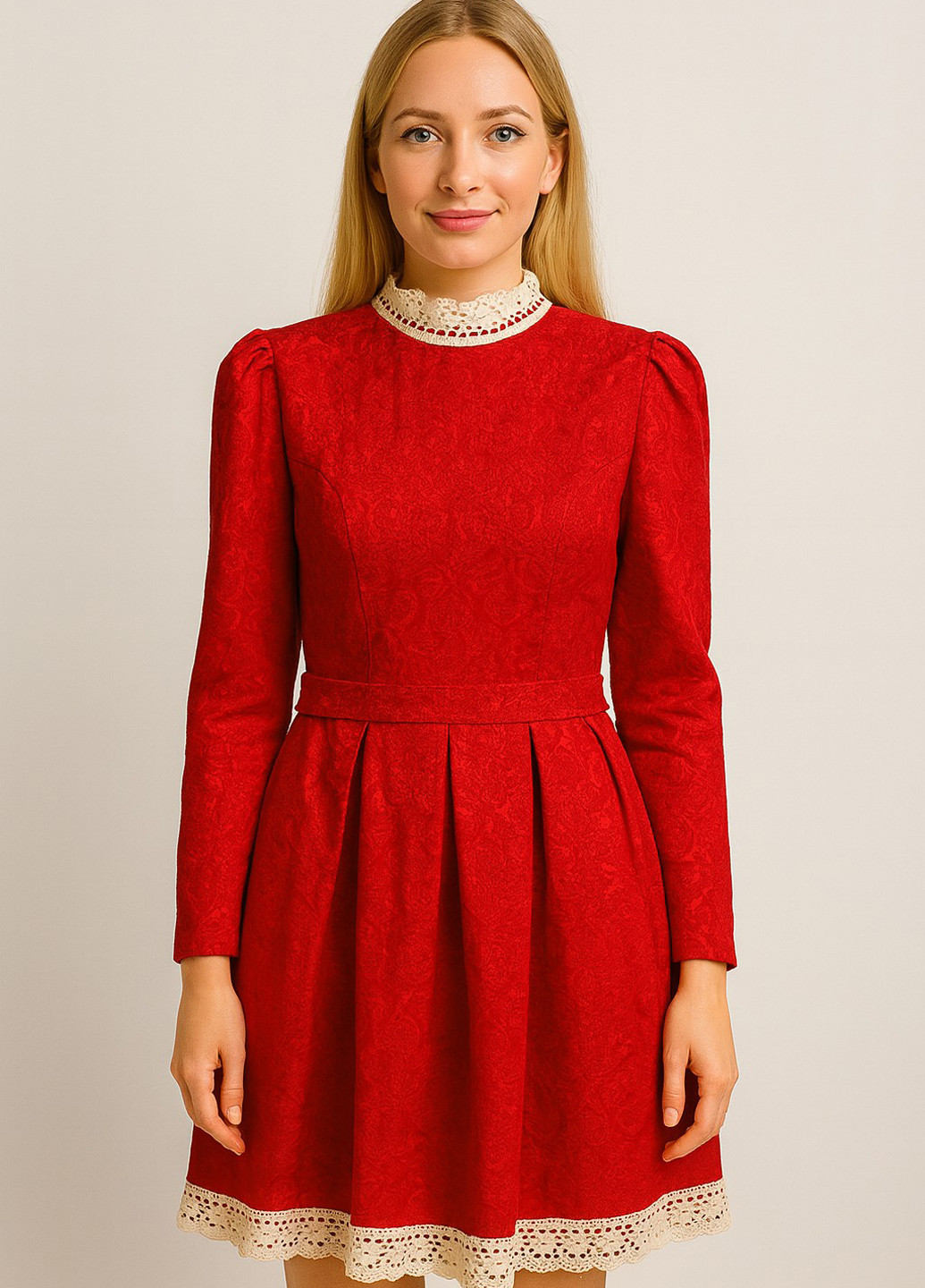 Красное праздничный платье клеш Sassofono однотонное