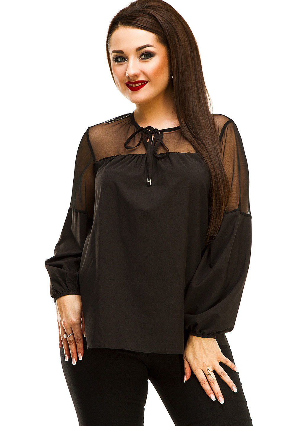 Чорна демісезонна блуза Lady Style