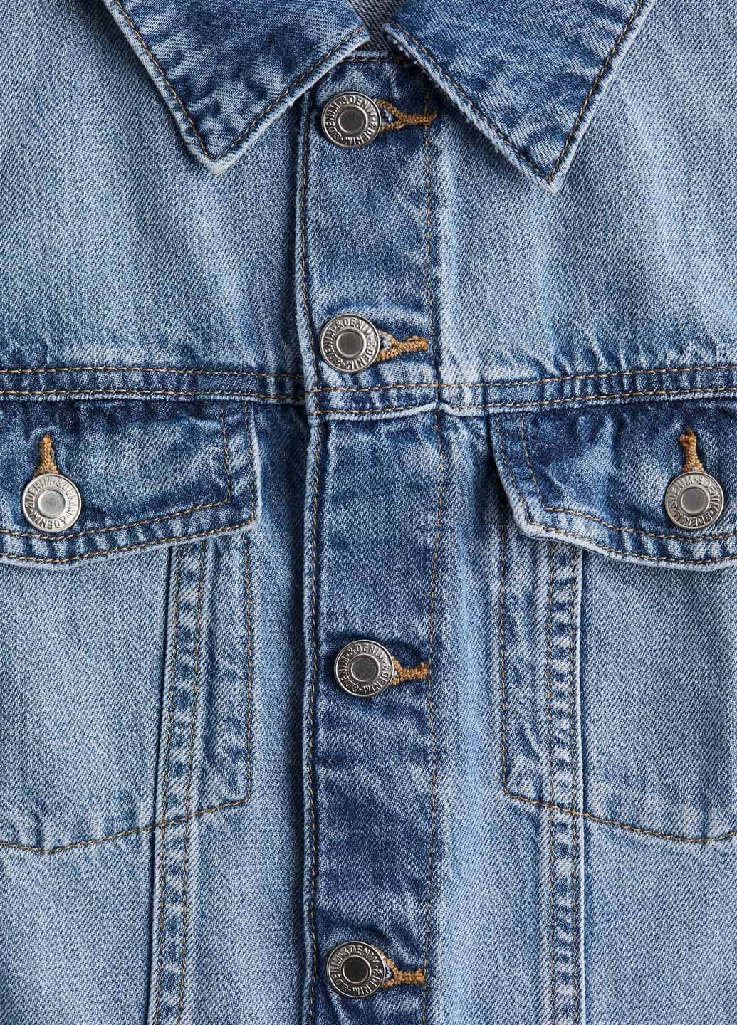 Голубое джинсовое, кэжуал платье а-силуэт H&M градиентное ("омбре")