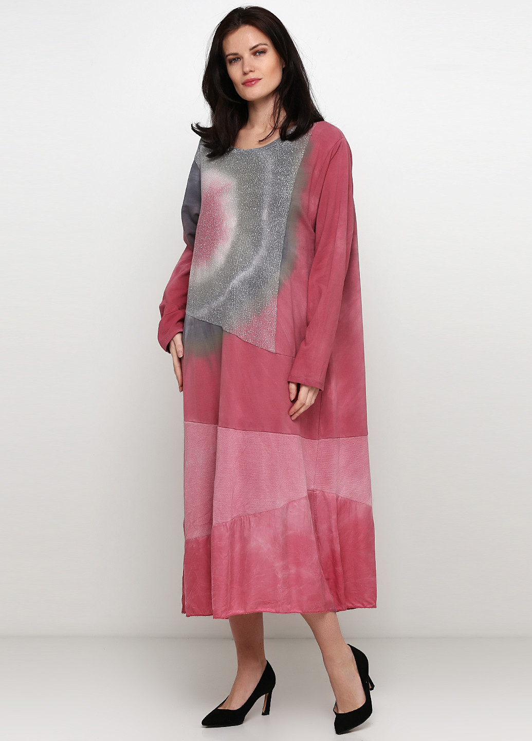 Розовое кэжуал платье оверсайз Made in Italy градиентное ("омбре")