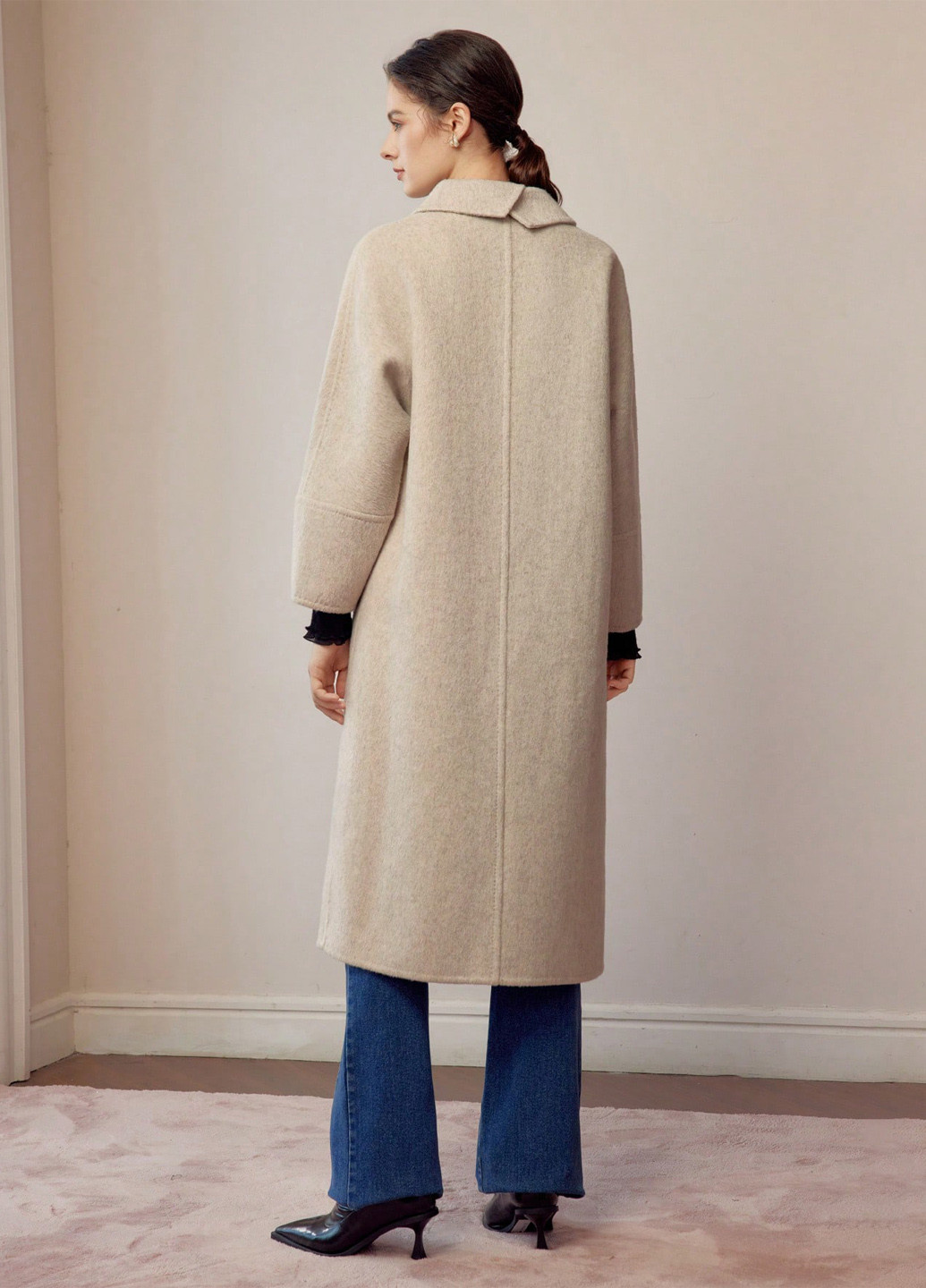 Бежевое демисезонное Пальто однобортное SHEIN