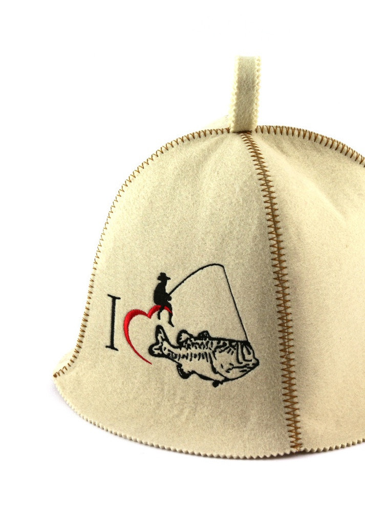 Банная шапка "Крутой рыбак", искусственный фетр, белый (LA-295) Luxyart (252611344)