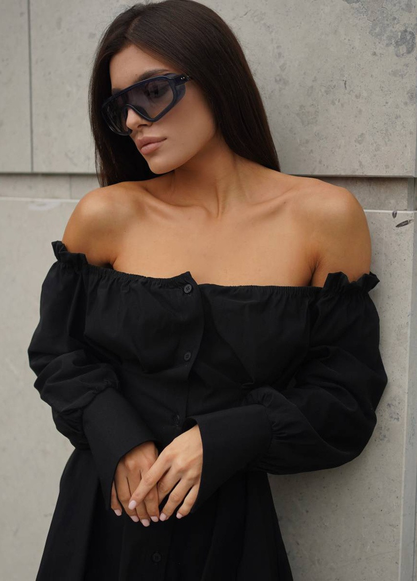 Черное кэжуал платье "" romashka, чёрный, l 13766 Ромашка однотонное