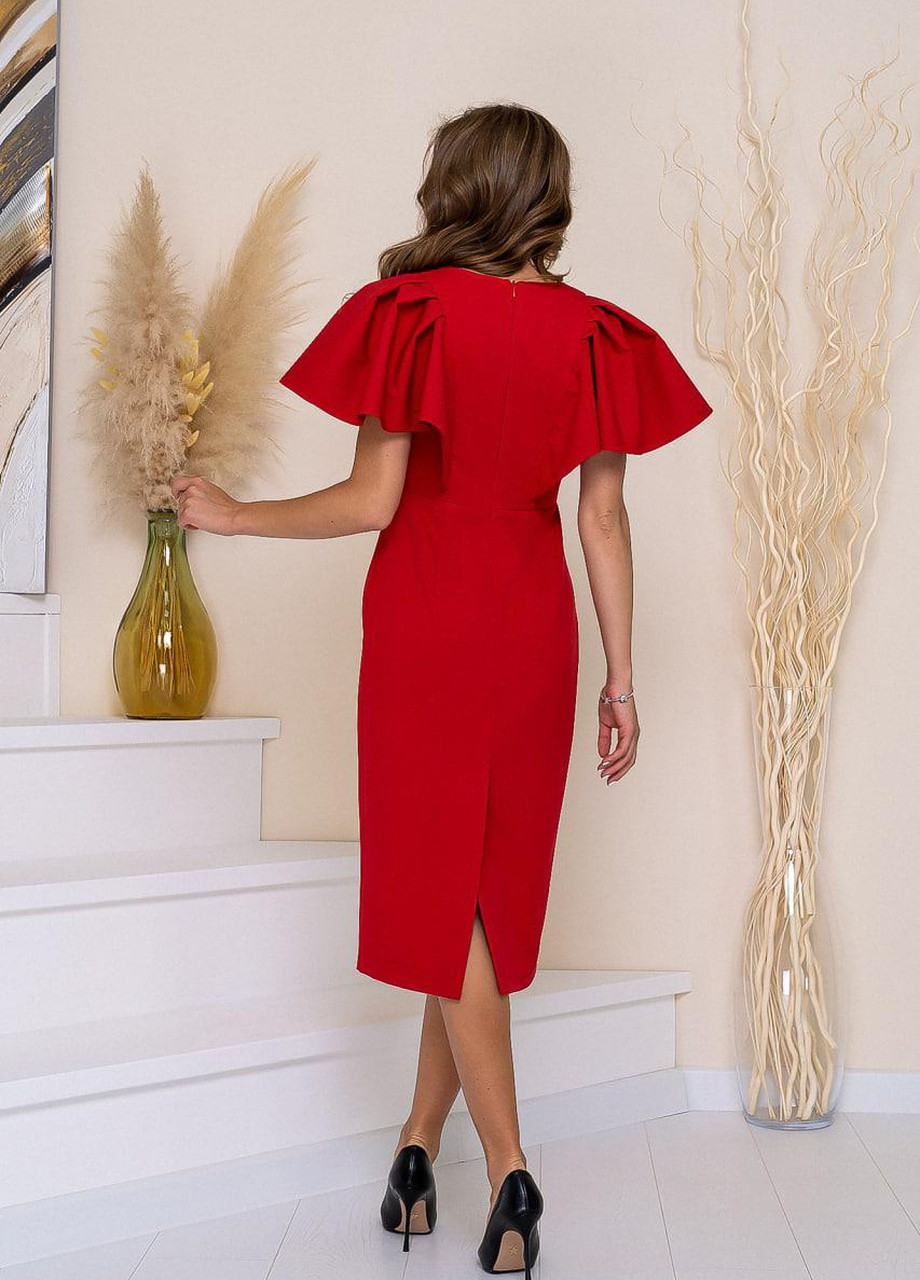 Темно-красное женское платье миди красного цвета р.l 384802 New Trend