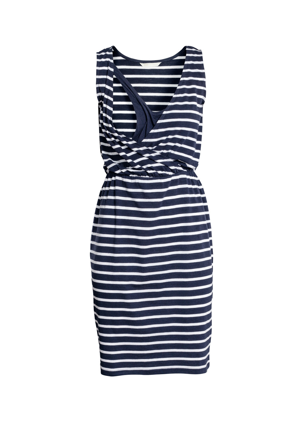 Темно-синее кэжуал платье для кормящих а-силуэт H&M в полоску