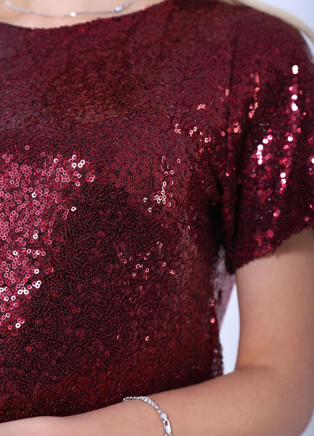 Бордовое коктейльное платье а-силуэт Kamomile однотонное