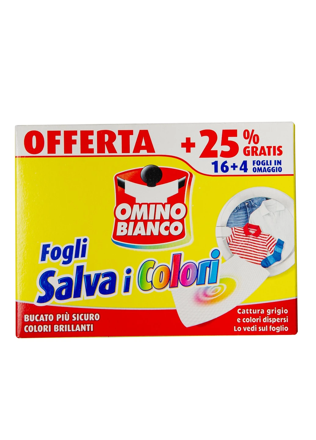 Салфетки-ловушка цвета для стирки цветных вещей 20 шт OMINO BIANCO (254900354)