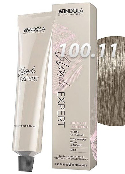 Перманентная крем-краска для волос blonde expert highlifts 100.11 интенсивный пепельный, 60 мл Indola 4045787715453 (256079276)