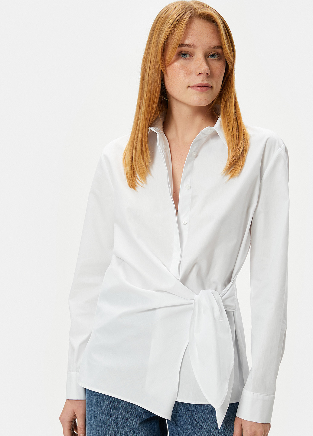 Белая демисезонная блуза на запах KOTON