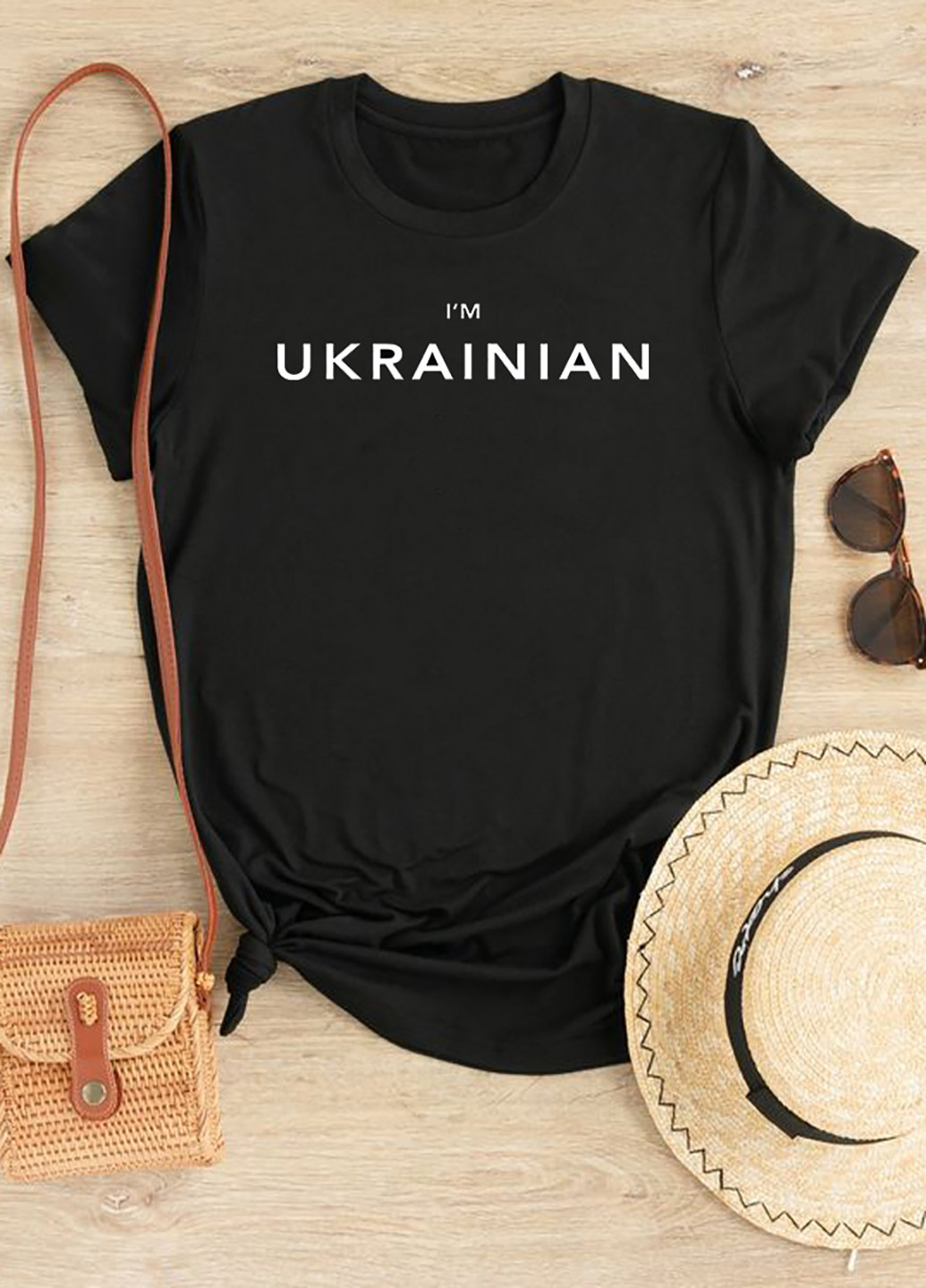 Черная демисезон футболка женская черная i am ukrainian Love&Live