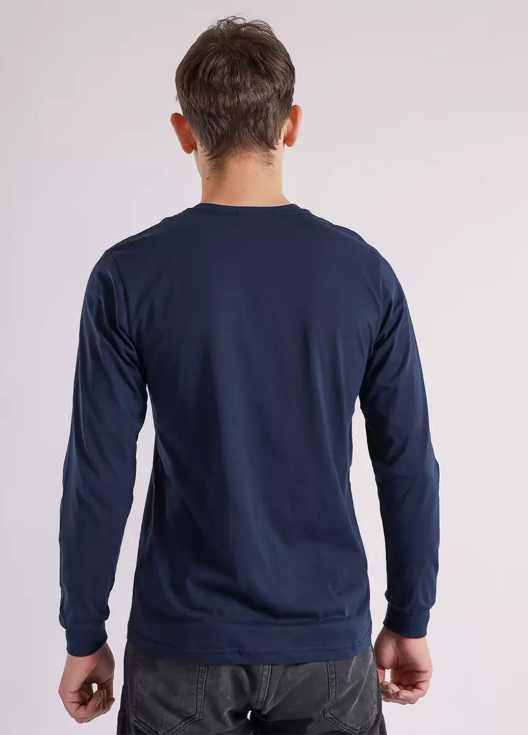 Темно-синий демисезонный кэжуал лонгслив BBL однотонный