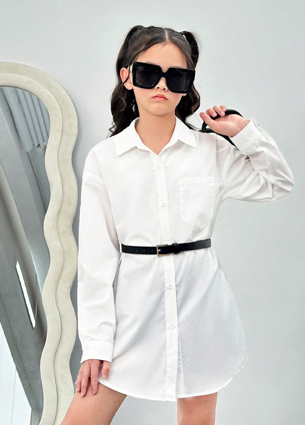 Белая кэжуал рубашка однотонная SHEIN