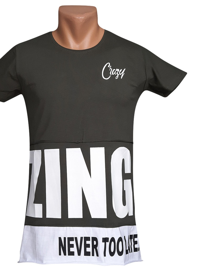 Зеленая длинная футболка с разрезами Vip Star Collection