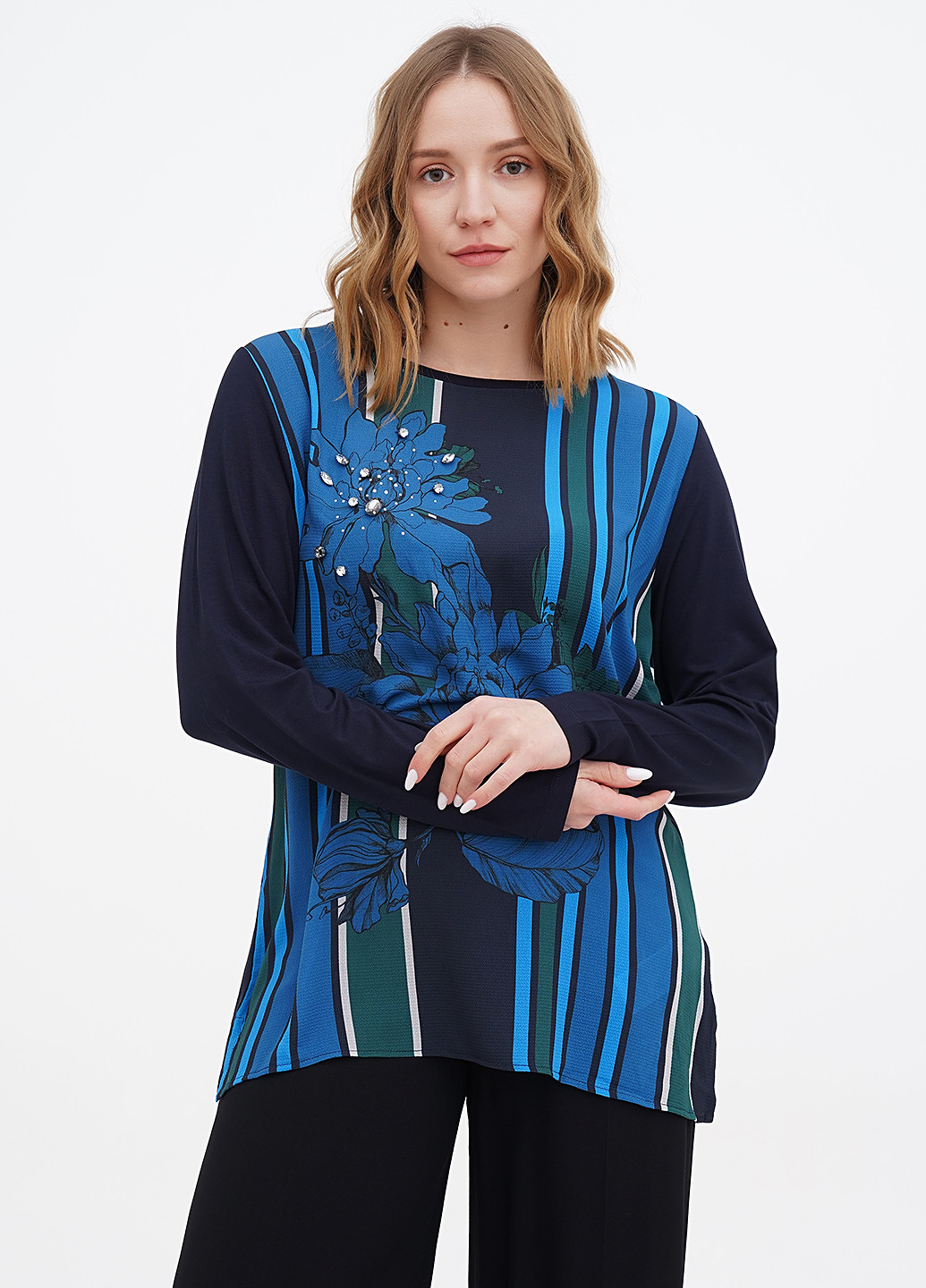 Темно-синяя демисезонная блуза Luisa Viola