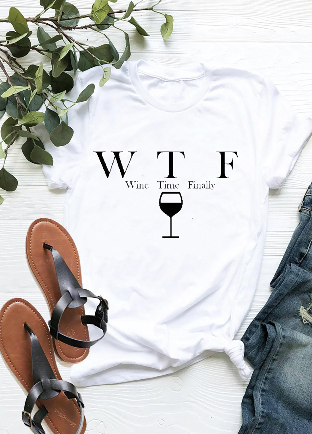 Белая демисезон футболка женская белая wine time finally Zuzu