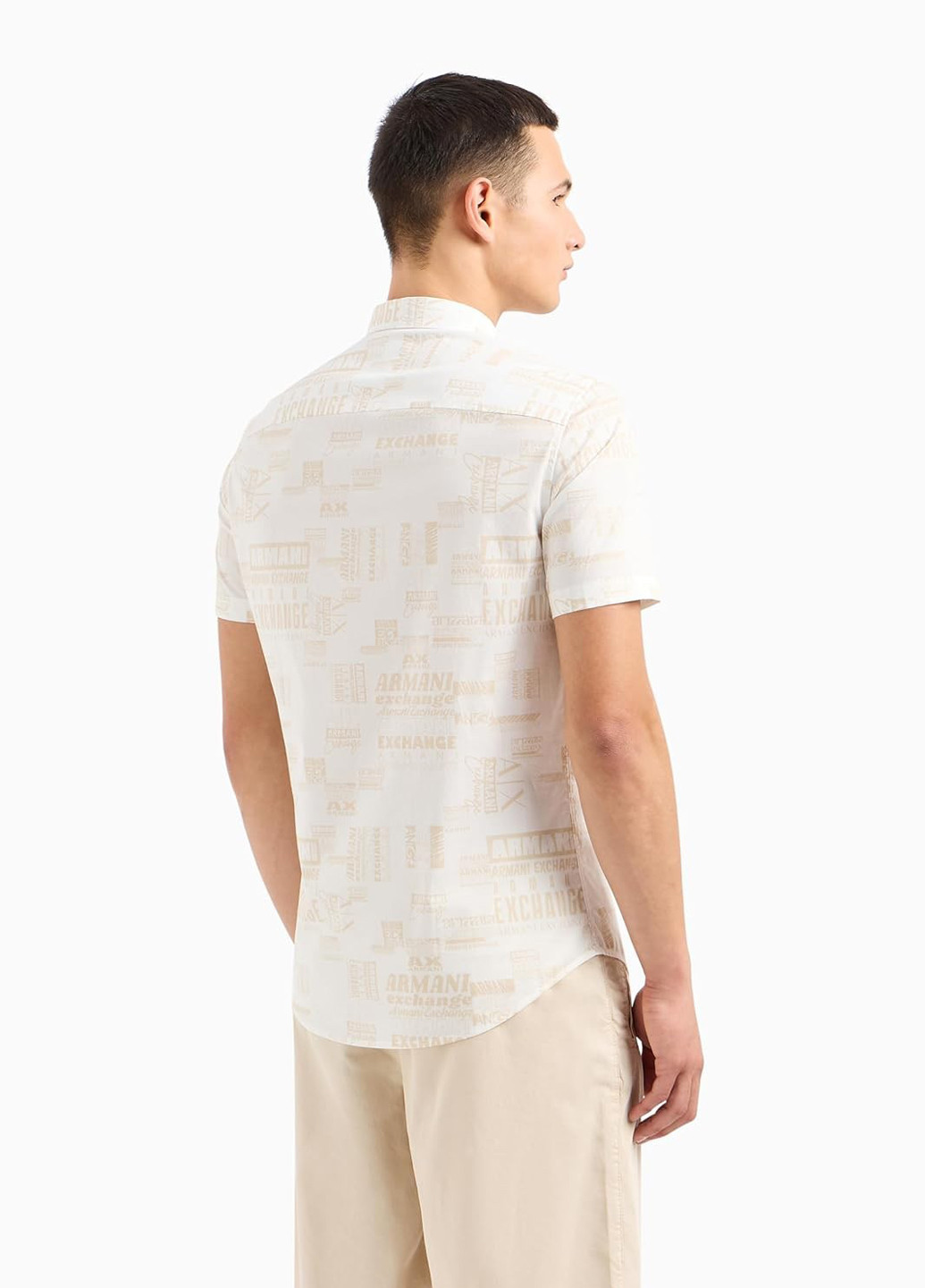 Молочная кэжуал рубашка с надписями Armani Exchange