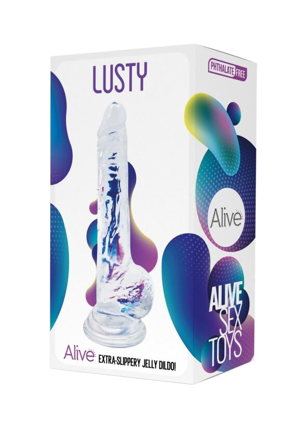 Прозорий фалоімітатор Jelly Dildo Lusty, ТПЕ, присоска, діаметр 3,2 см, довжина 18 см Alive (254150667)