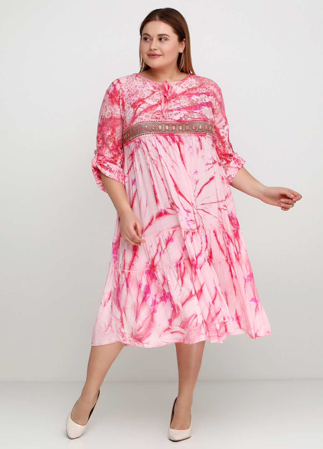Рожева кежуал сукня J & L Collection з абстрактним візерунком