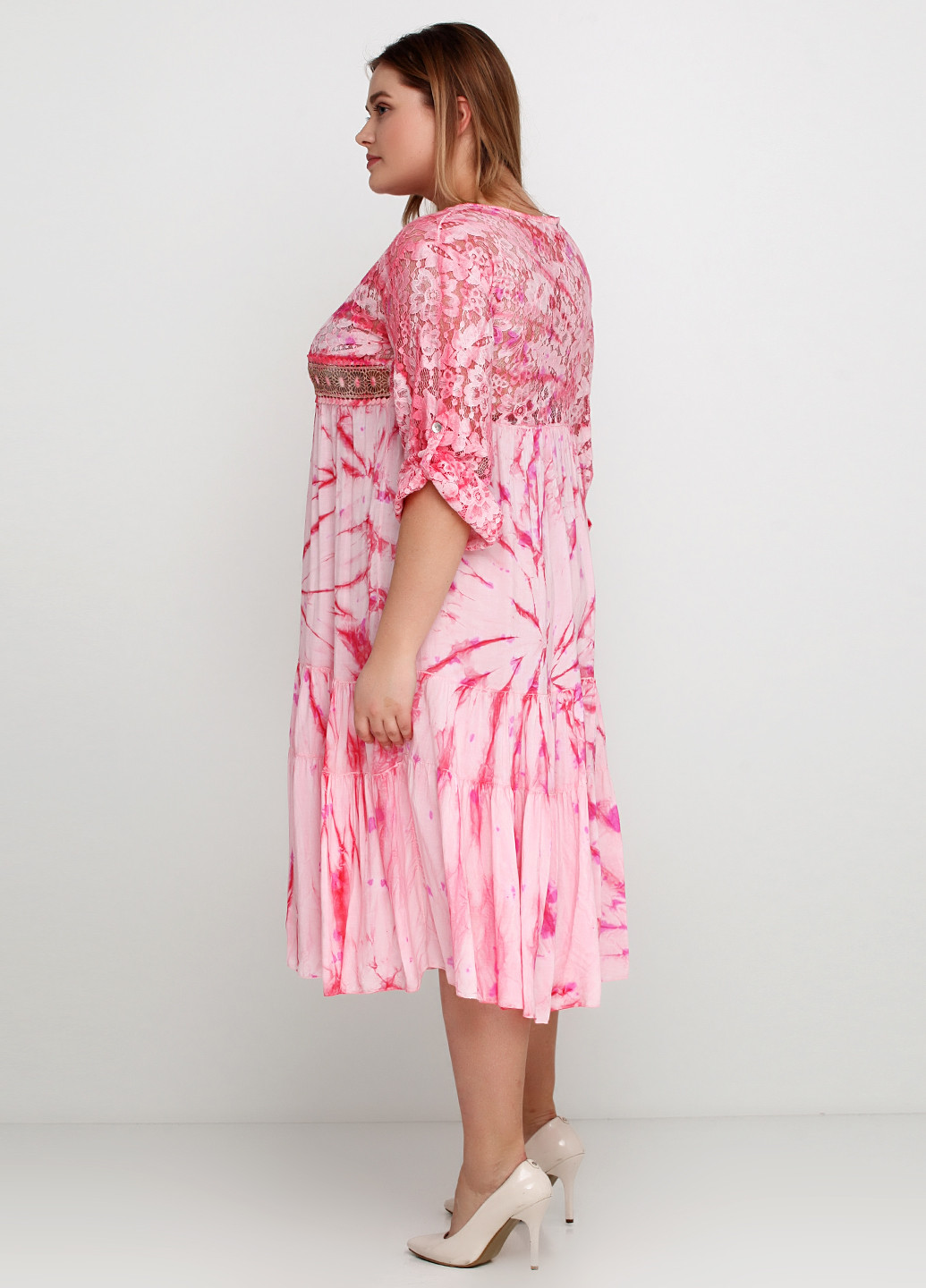 Рожева кежуал сукня J & L Collection з абстрактним візерунком