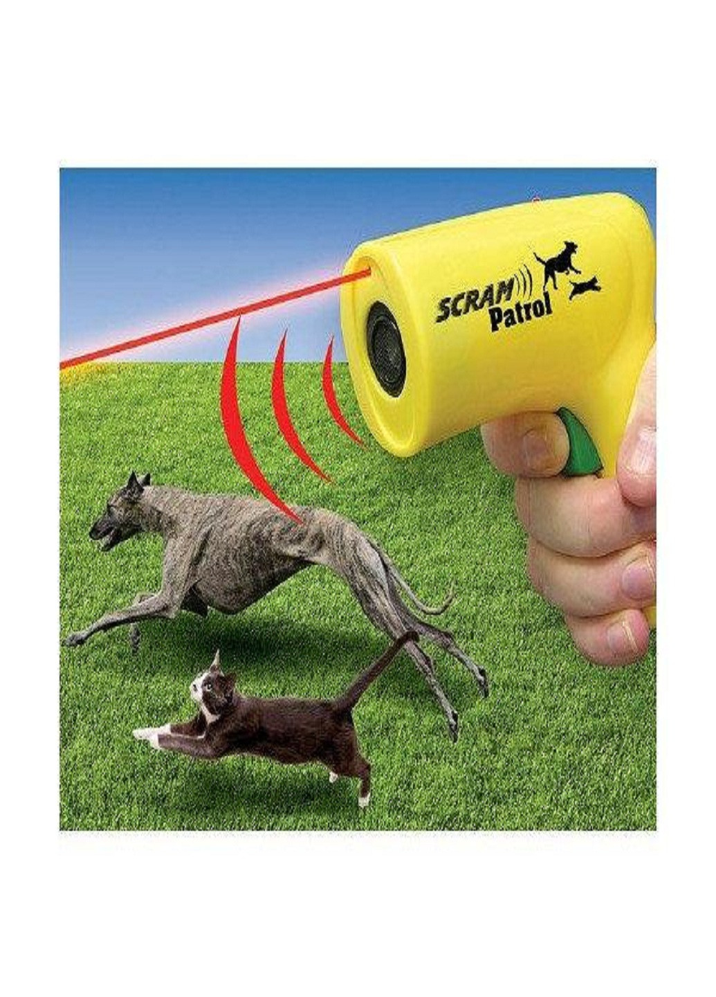 Ультразвуковой отпугиватель от собак с лазером Scram Patrol 0027 Желтый No Brand (253934562)