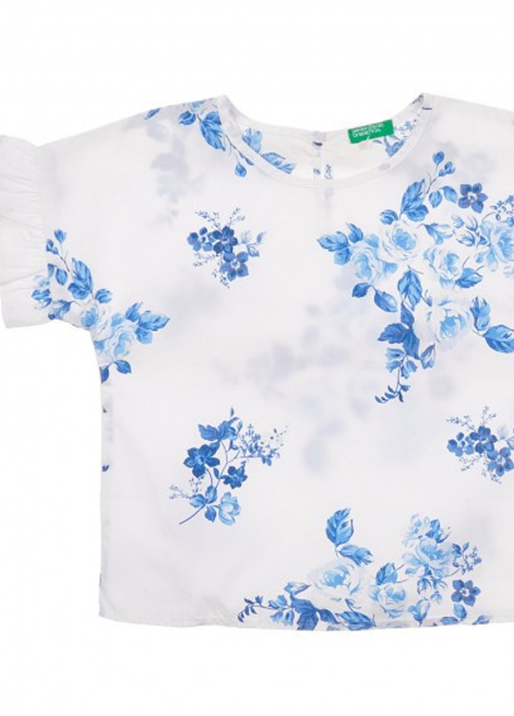 Белая цветочной расцветки блузка United Colors of Benetton летняя