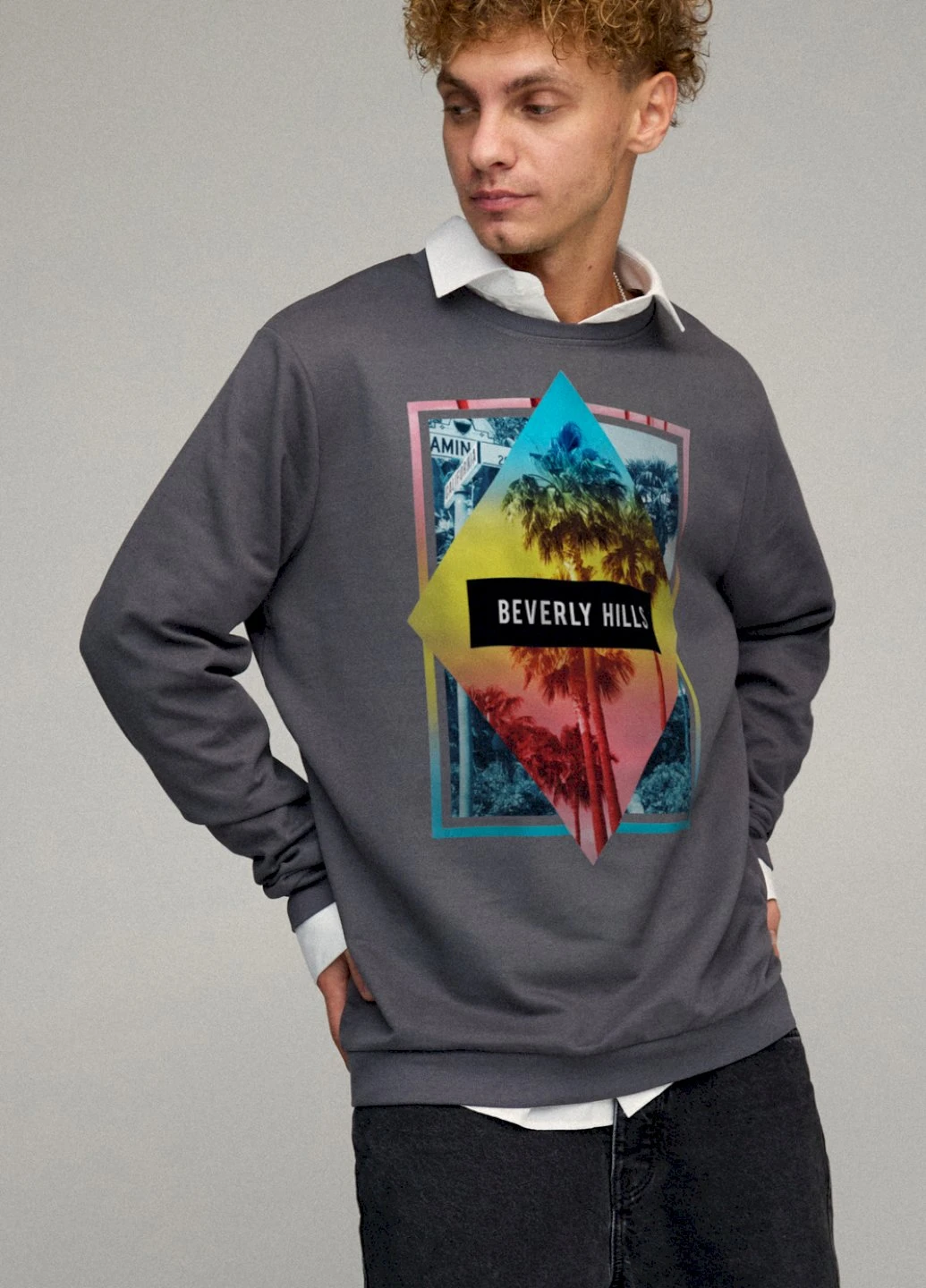 Темно-серый свитшот мужской oversize /no flis/ YAPPI (252258885)