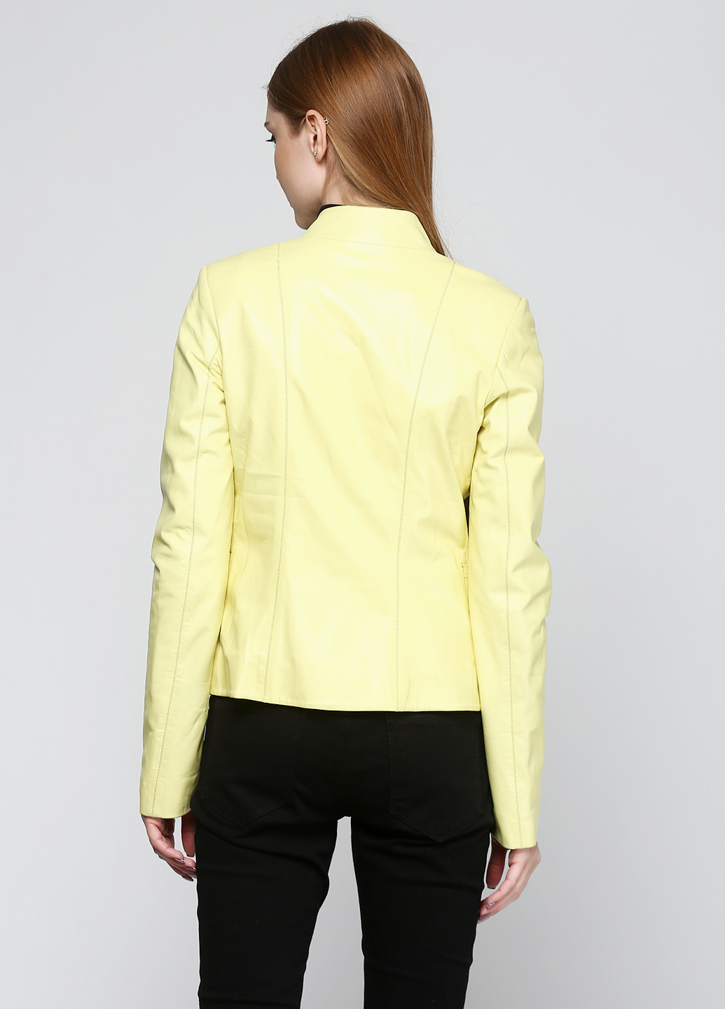 Жовта демісезонна куртка шкіряна Vicentini