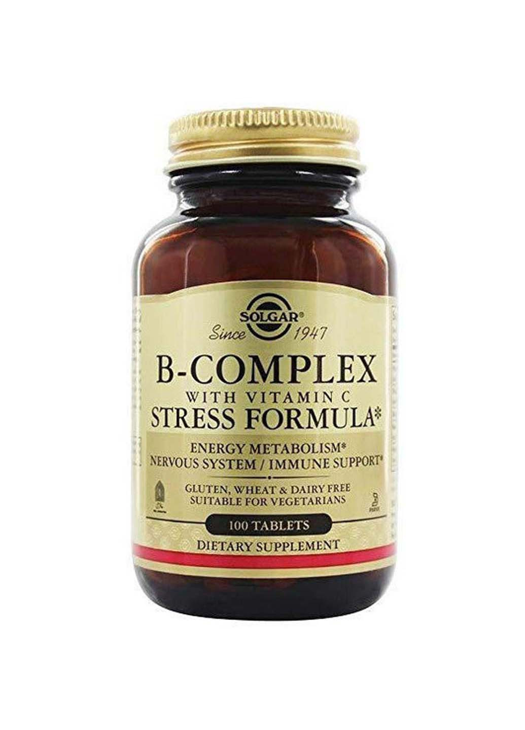 У комплекс B-Complex with Vitamin C Stress Formula 100 Tabs Solgar (253415674)