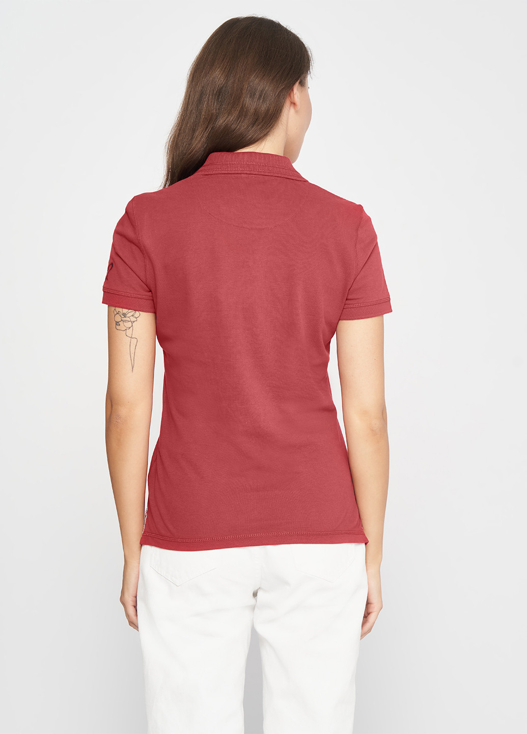 Бордовая женская футболка-поло Tom Tailor однотонная