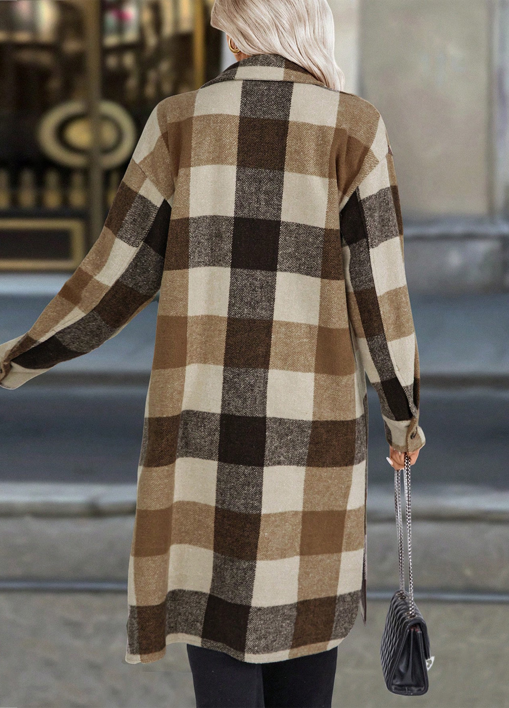 Коричневе демісезонне Пальто пальто-сорочка SHEIN