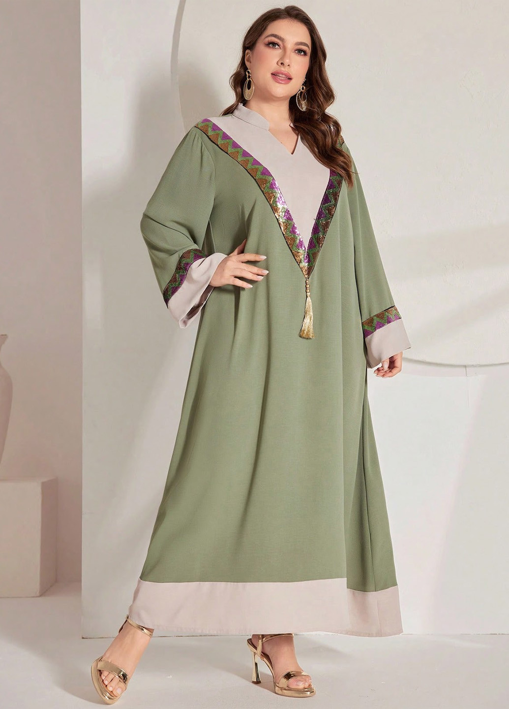 Зелена кежуал сукня а-силует SHEIN колор блок