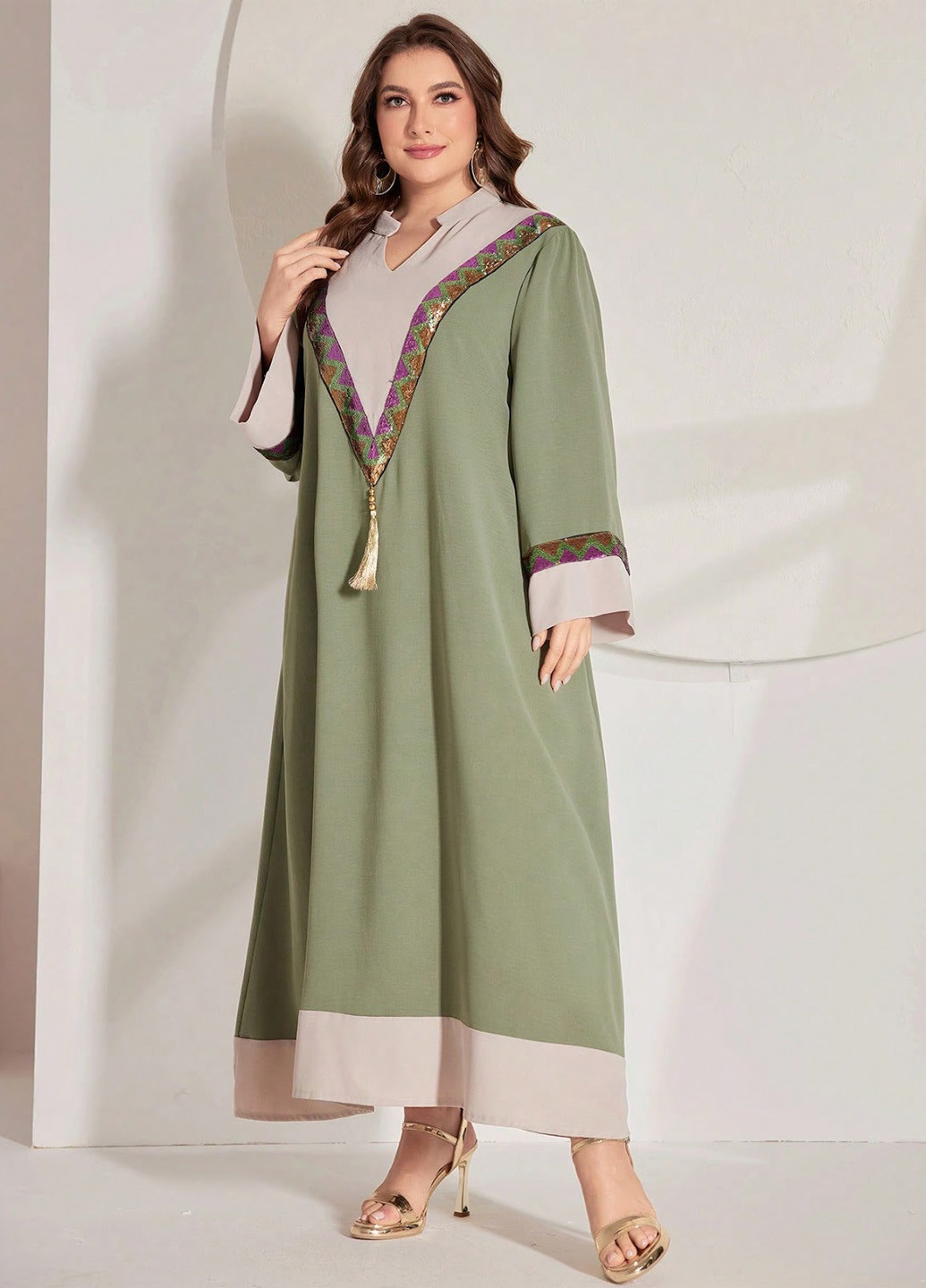 Зелена кежуал сукня а-силует SHEIN колор блок