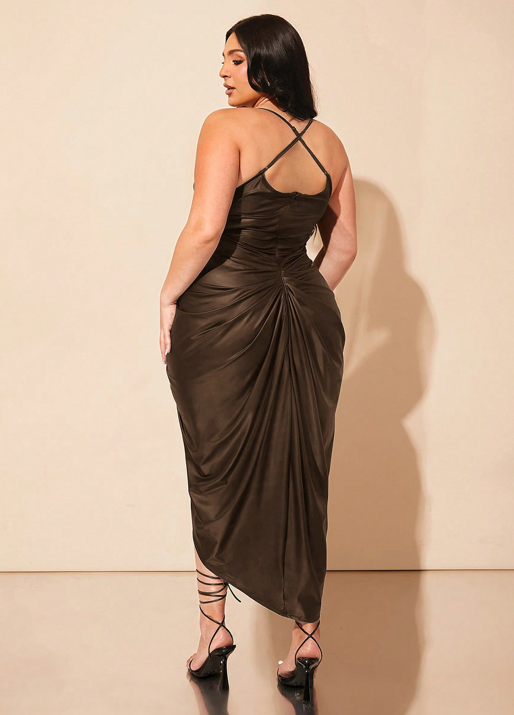 Коричнева кежуал сукня силуетна SHEIN однотонна