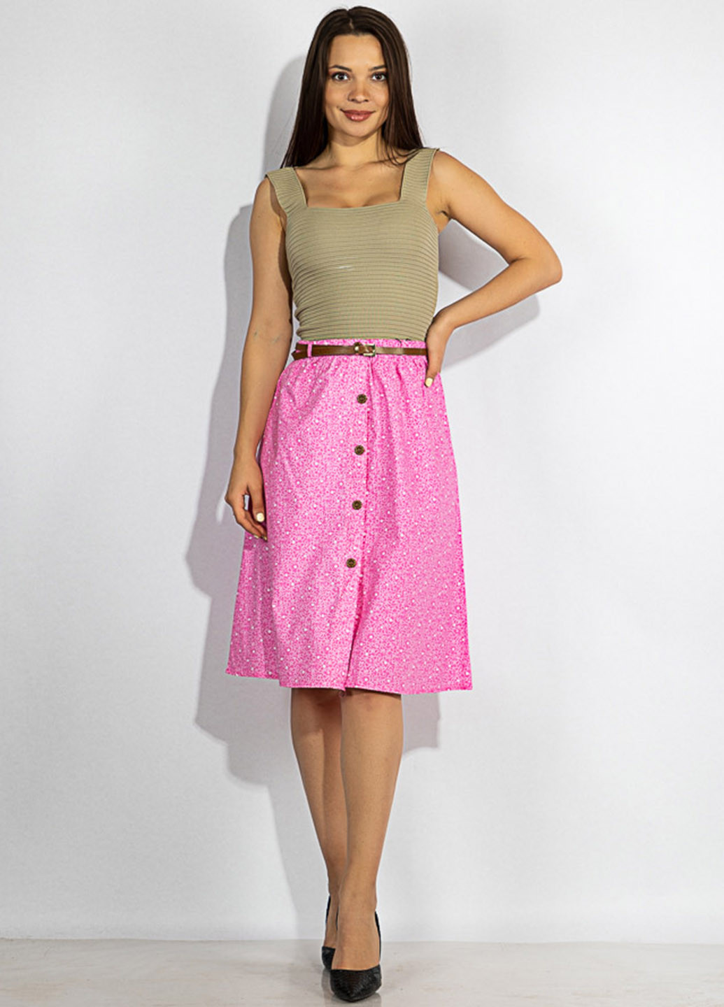 Розовая кэжуал с абстрактным узором юбка Time of Style колокол