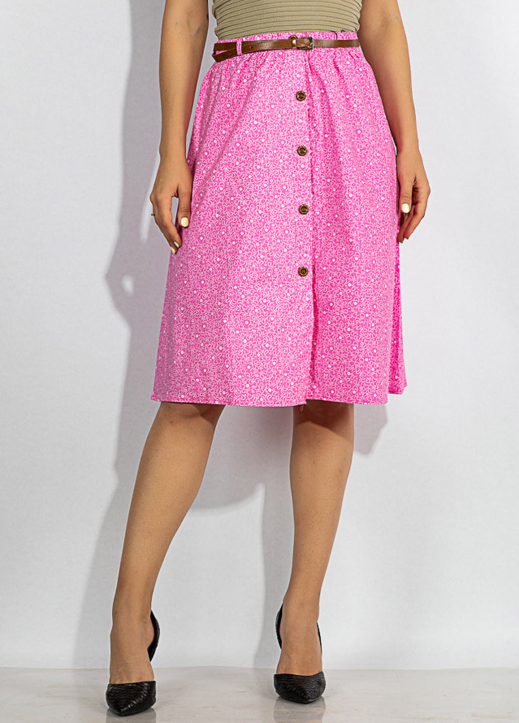 Розовая кэжуал с абстрактным узором юбка Time of Style колокол