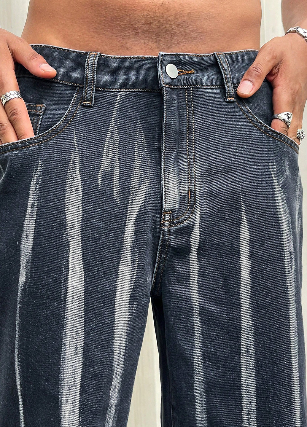 Темно-серые летние прямые, укороченные джинсы SHEIN