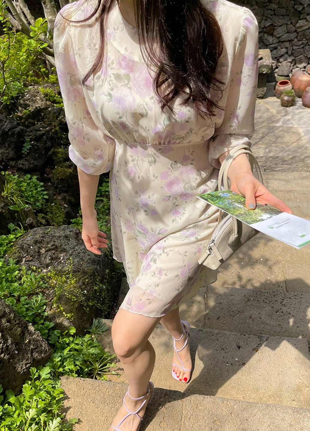 Комбинированное кэжуал платье а-силуэт SHEIN с цветочным принтом