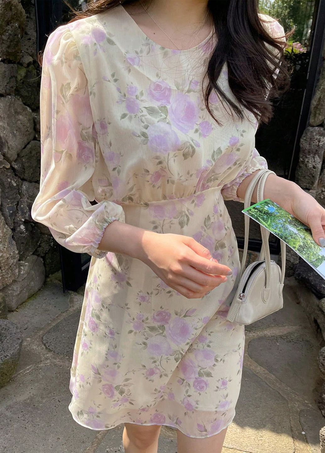Комбинированное кэжуал платье а-силуэт SHEIN с цветочным принтом