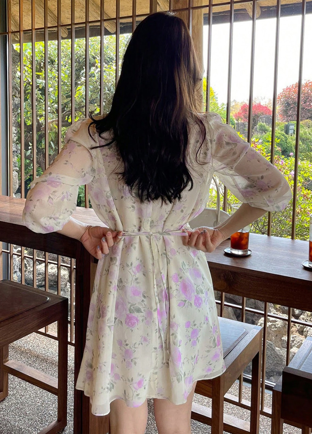 Комбинированное кэжуал платье а-силуэт SHEIN с цветочным принтом