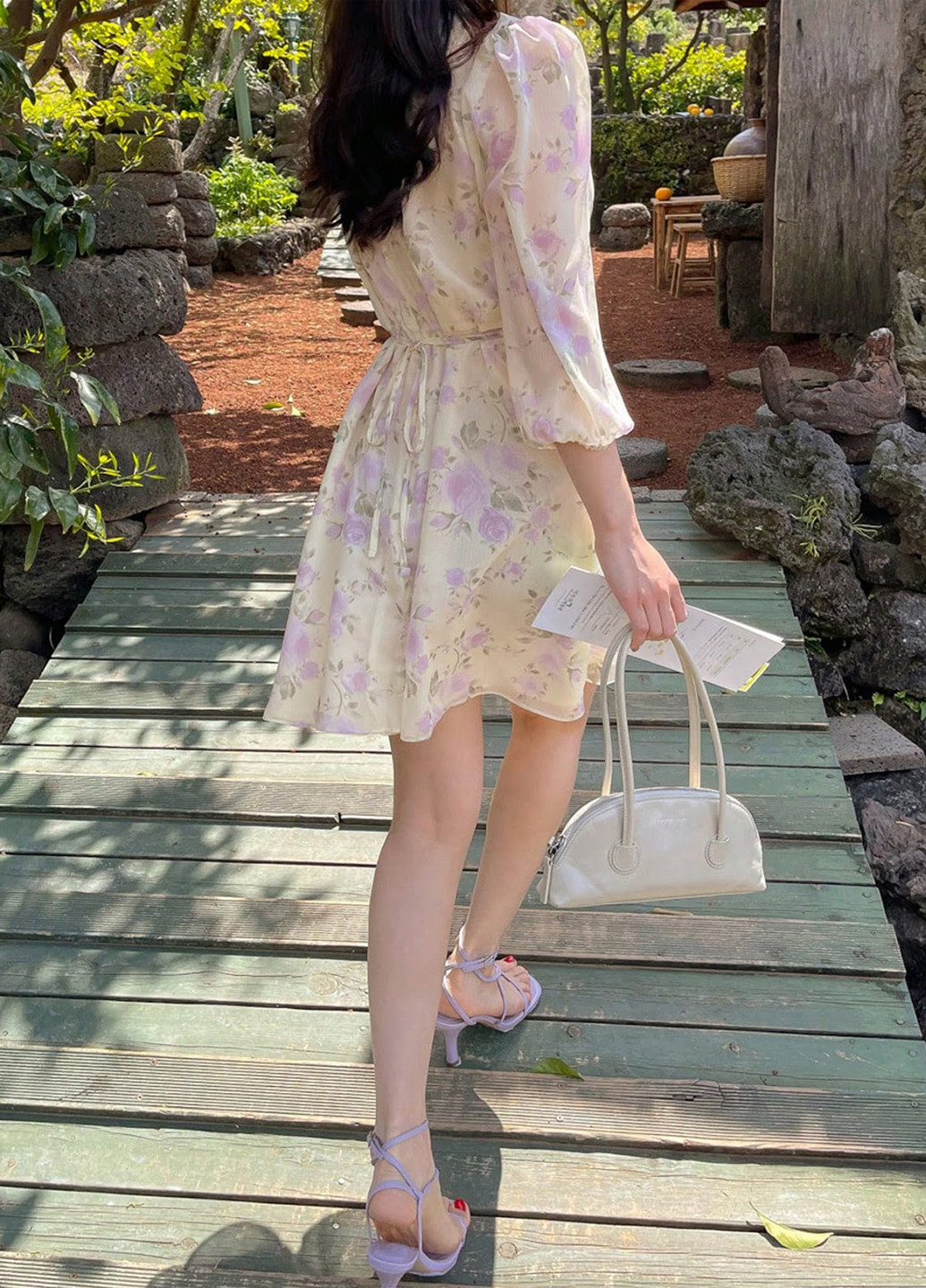 Комбинированное кэжуал платье а-силуэт SHEIN с цветочным принтом