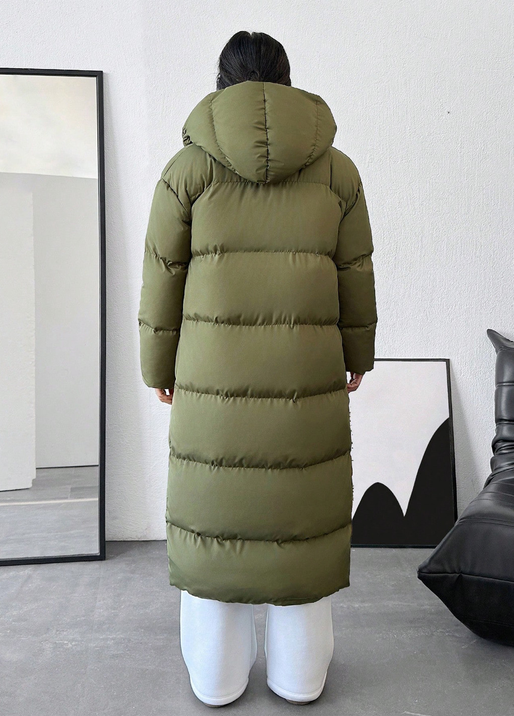 Оливковая (хаки) зимняя куртка куртка-одеяло SHEIN