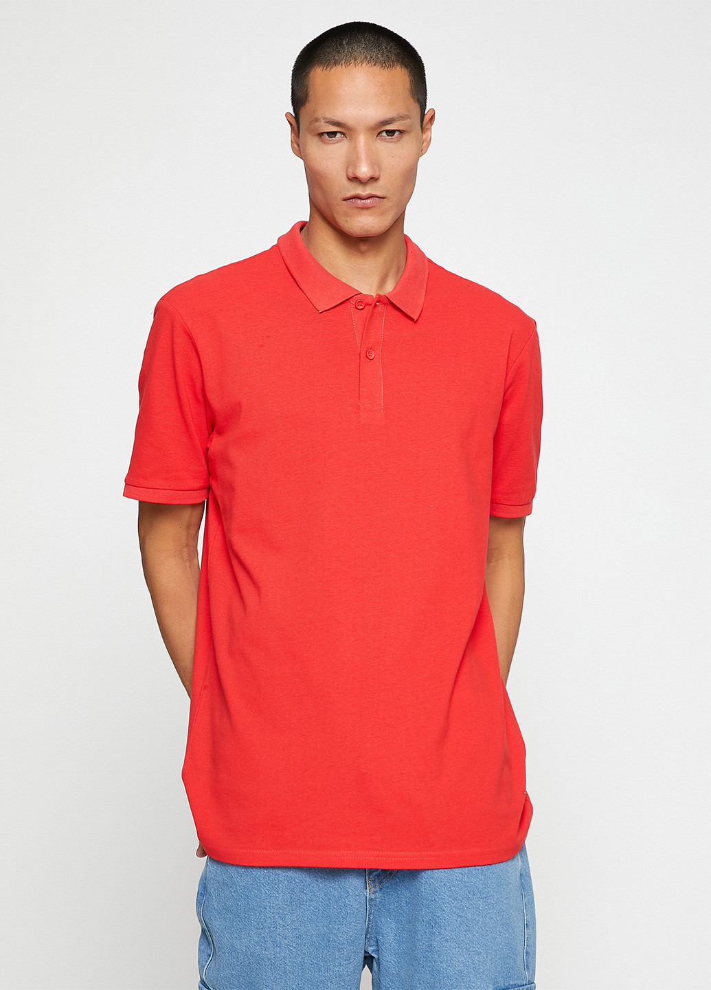Светло-красная футболка-поло для мужчин KOTON однотонная